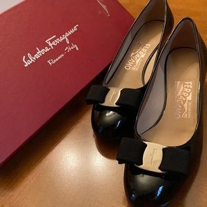 Ferragamo black patent shoes